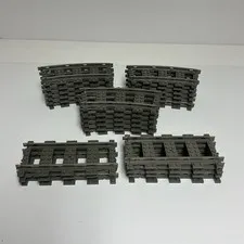 Lego 9V Train Track Lot 25 Pieces Old Dark Grey 18 Curved 2867 & 7 Straight 2865