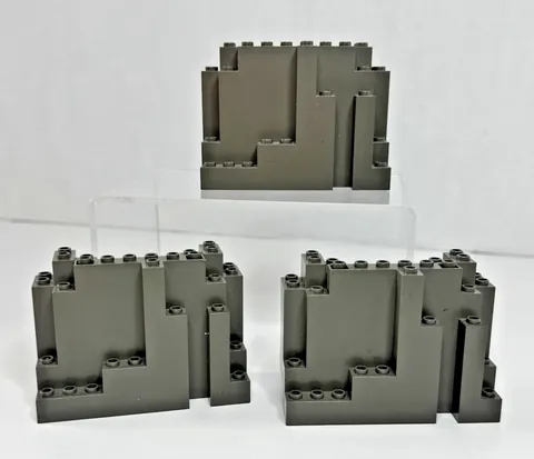 LEGO 6082 Rectangular Rock Wall Panels Dark Gray 4x10x6 - QTY 3