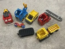 Mixed Lot Lego Duplo Truck Fire Trucks, Wreckers, And Backhoe, NOT All Complete
