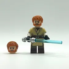 LEGO Star Wars Obi-Wan Kenobi Minifigure w/ Blue Lightsaber Pad Printed Custom