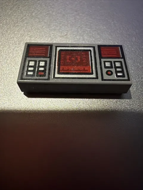 LEGO Dark Bluish Gray 1x2 Tile SW Dark Red Target Screen Printed Part
