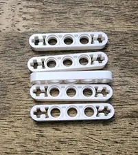 LEGO White Technic, Liftarm Thin 1 x 5 - Axle Holes. QTY 5. Part No. 11478.