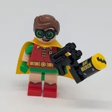 Lego Batman Movie Robin Minifigure Cape Green Glasses Bat Merch Stud Blaster Toy