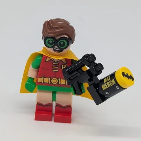 Lego Batman Movie Robin Minifigure Cape Green Glasses Bat Merch Stud Blaster Toy