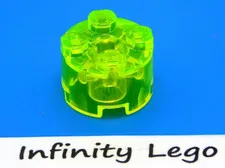 12 LEGO Transparent -Neon Green Round Brick 2 x 2 (3941) - 12 Pieces