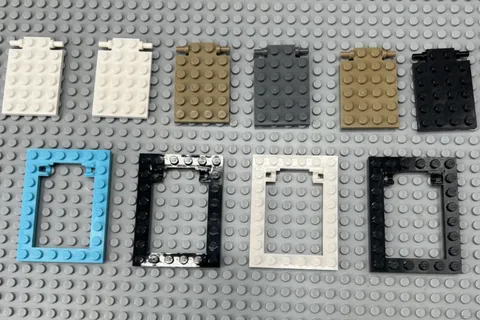 LEGO Lot of 10 Trap Door Frames (92107) and Hinges (92099) Multicolored