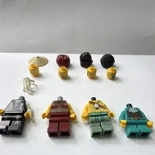 LEGO Plastic Minifigure Lot of 4 with Extra Heads Hair & Hat Accessories