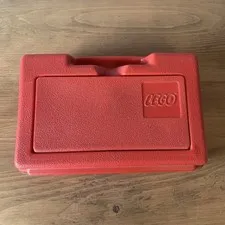 Lego Vintage 1980's Plastic Red Storage Box Case w/ Handle 11" x 7.5" x 3.5"