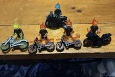 LEGO -3 Complete LEGO Motorcycle & Rider Sets - Flame & Chain Duo Lot (15 Total)