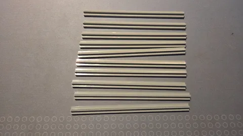 LEGO Loose 10 Piece Lot 3228c - Straight Track 16L - Light Bluish Gray [NEW]
