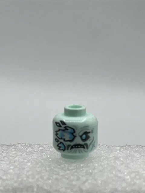 LEGO Ice Warrior Head Light Aqua Ice EYE PATCH Scar Injury Old Winter King Dual