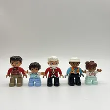 Lego Duplo Figure Toy Lot Of 5 Santa Girl Boy Person Community Construction Work