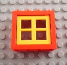 LEGO Classic Creator Red 2x4x3 Building House Window with Yellow Panes