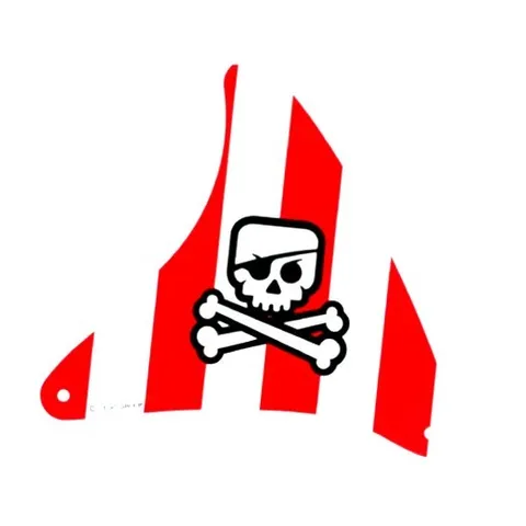 LEGO 7075 - Cloth Sail Triangular Red Stripes, Skull and Crossbones w/ Eye Patch