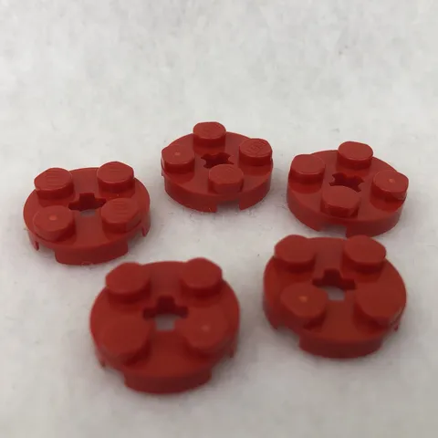 LEGO 4032 Red Plate, Round 2 x 2 with Axle Hole (x5)