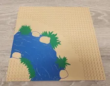 Lego 2359px1 Tan Baseplate 32 x 32 7-Stud Road Curve Rocks Blue River Pattern