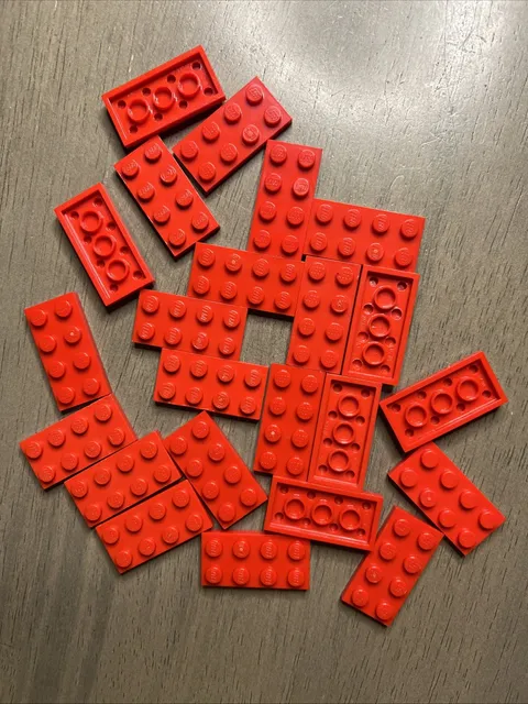 LEGO 3020 Red 2x4 Plate - 23 Pieces Dented