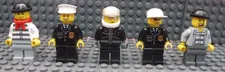 Lego City Lot Of 5 Minifigures 3 Cops 2 Robbers Police Mini Figs