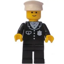LEGO Vintage Police Suit with 4 Buttons, Black Legs, White Hat inv.572