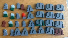 Lot Of 32 Lego Grey Mountain Pieces