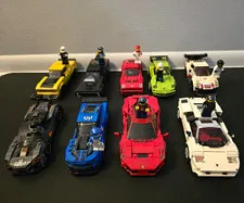 LEGO Speed Champions Lot – 8 Complete Sets, 10 Total Cars.