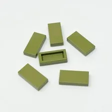 3069b LEGO Parts Tile 1x2 w/ Groove OLIVE GREEN (6)