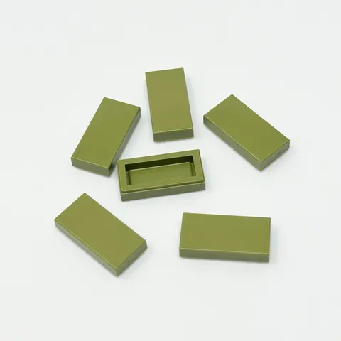 3069b LEGO Parts Tile 1x2 w/ Groove OLIVE GREEN (6)