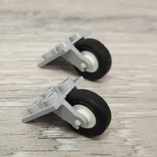 Lego 2415c02 Plate Modified 2 x 2 Plane Single Wheel Holder White Wheel Lot Of 2