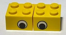LEGO® 3003pe2 Brick 2 x 2 with Black and White Eye Offset Pattern Lot of 2
