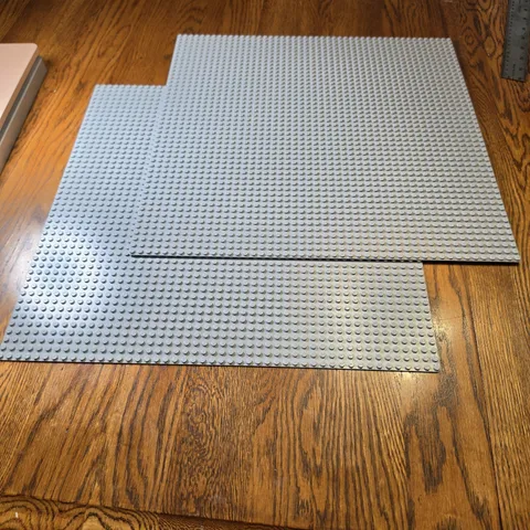 LEGO X-Large Gray Plastic Baseplates Lot of 2 - 15” Square 48x48 dots