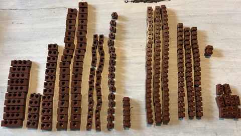LEGO Reddish Brown Modified Bricks Lot 263 Pc Headlight SNOT 1x1 1x2 1x4 Parts