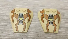 Lego Tan 6069px1 Wedge 4 x 4 Triple without Stud Notches Brown Panels Lot Of 2