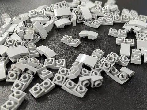 Lego 100x New Light Bluish Gray Slope, Curved 2 x 1 x 2/3 In # 24201 Bulk Lot