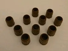 Lot (11) Vintage LEGO reddish-brown Container Barrels 2x2x2 #s 2489/26179