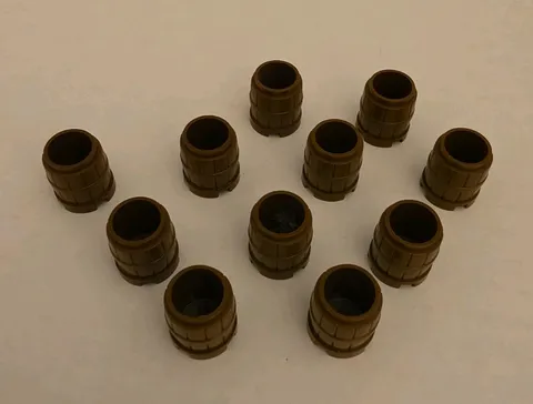 Lot (11) Vintage LEGO reddish-brown Container Barrels 2x2x2 #s 2489/26179