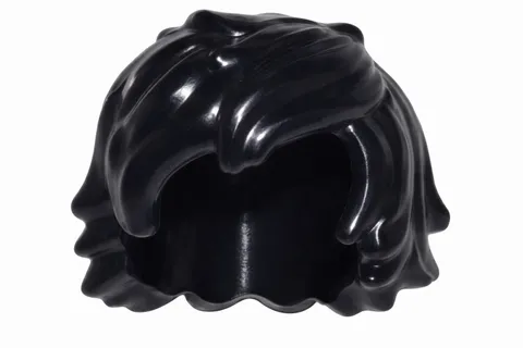 LEGO Black Minifigure Hair Piece Tousled With Long Bangs 25378