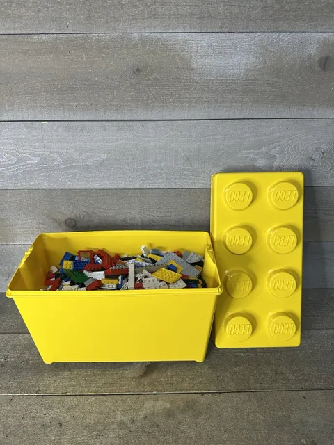 Lego Yellow 8 Stud 14"x8.5" Block Storage Container 6lb Vintage Blocks Cleaned