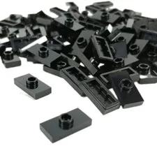 100 Pieces LEGO® 1x2 Modified BLACK  Plate 1 Stud Jumper w Bottom Grove 15573