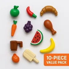 LEGO® Food Pieces Value Pack – 10-Piece Mixed Lot (Fruit & Snacks)