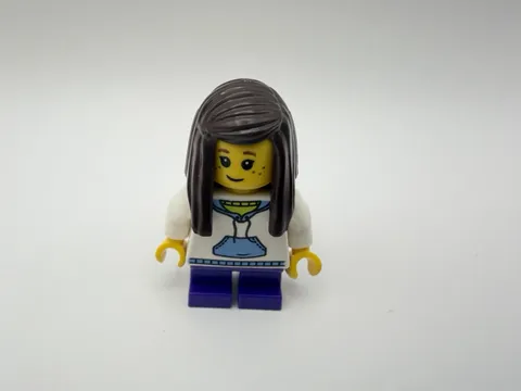 LEGO Minifig twn266 - child, girl w/ white hoodie & purple legs - 1pc