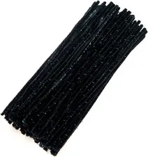 TOAOB 100Pcs Glitter Black Pipe Cleaners Metallic Thick Chenille Stems 12 Inch
