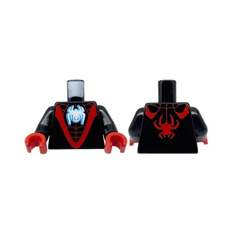 LEGO - Minifig, Torso Red 'V' and Webbing, and White Spider Pattern - Black