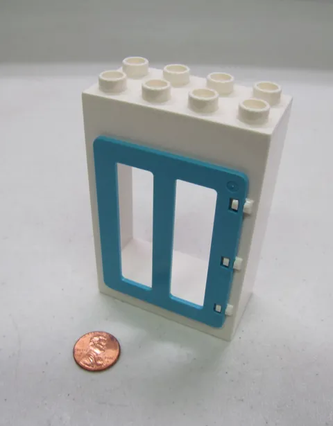 Lego Duplo WHITE & AZURE BLUE DOOR WINDOW PANE UNIT Block 2x4x6 2 PANES