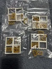 LEGO LOT 16 White Window Frames 1X4X3 GOLD LATTICE PANES 60594 60607 Trans