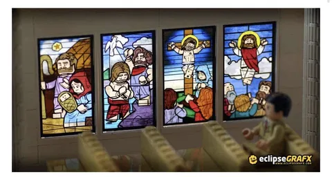 Custom Lego CHRISTIAN STAINED GLASS WINDOWS PACK -LT FLESH By Eclipsegrafx