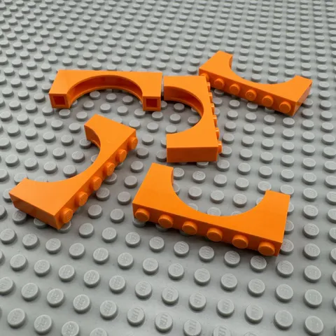 LEGO Arch - Orange -  1 x 6 x 2 - Medium Thick Top - QTY x5