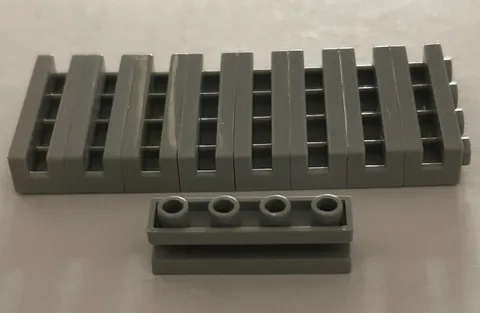 Lego 2653 1x4 modified brick with groove dark bluish gray x9 