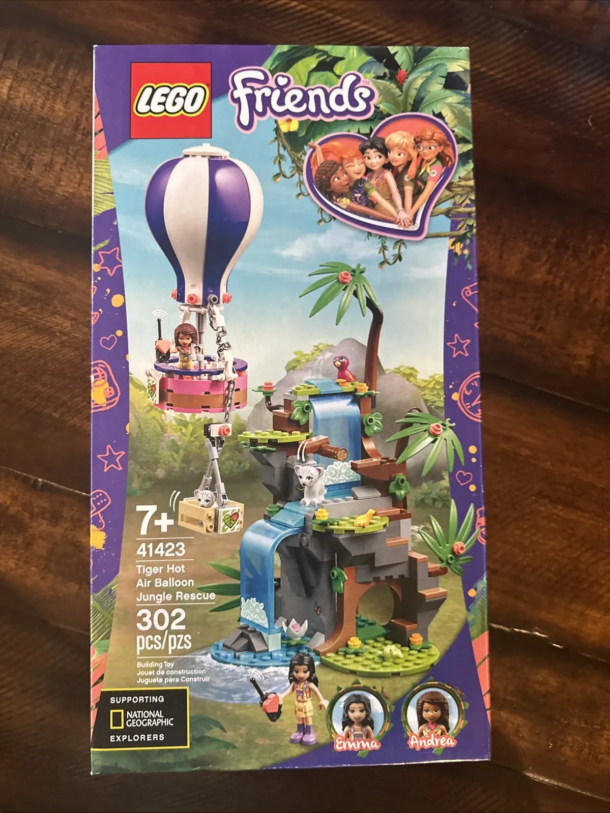 LEGO Friends Tiger Hot Air Balloon Jungle Rescue 41423 302pc Ages 7+ Boxed