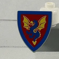 LEGO Minifigure Castle Triangular Shield Blue and Yellow Dragon 3846px10