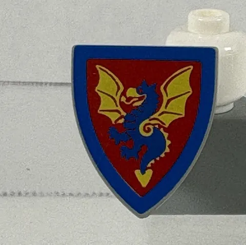 LEGO Minifigure Castle Triangular Shield Blue and Yellow Dragon 3846px10